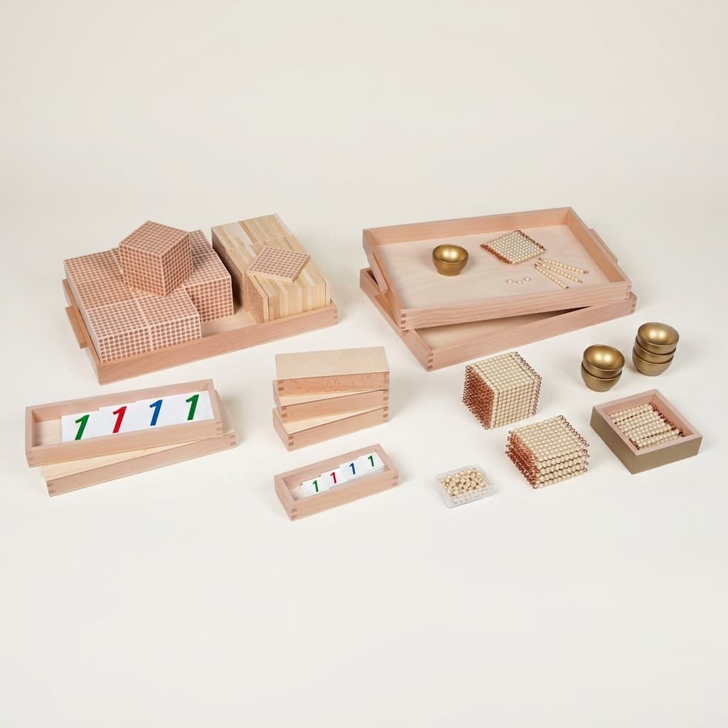 Zlatý korálkový materiál: jednotlivé sklenené korálky - Montessori Material | Faborino