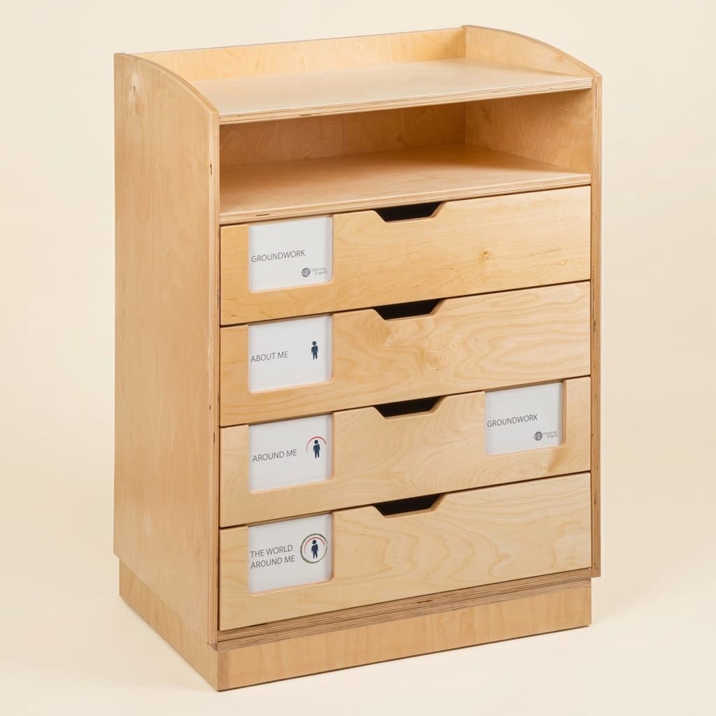 Skrinka pre anglický jazyk: úložisko gramatiky a čítania - Montessori Material | Faborino